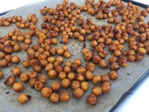Harissa chickpeas cooked tray