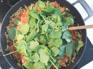 Red Lentils add spinach
