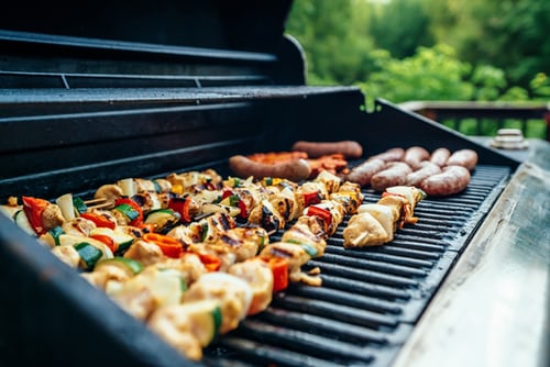bbq grill with skewers